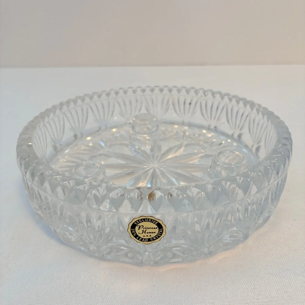 Princess House 24% Lead Crystal 3-Light Taper Candle Holder #830 Vintage